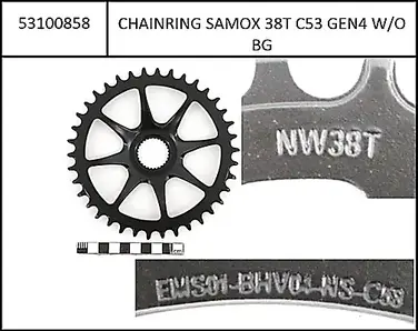 Direct mount Chainring 38Z Samox Steel for Bosch Gen4, w/o BG, C53